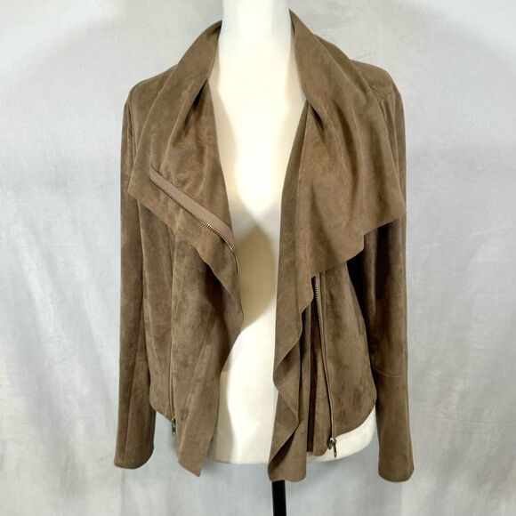 Umgee tan suede zip moto stlye jacket size small - Picture 9 of 14